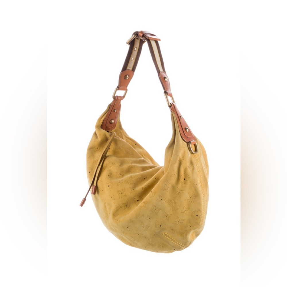 - Louis Vuitton Suede Monogram Mahina Onatah GM Purse Shoulder Bag 2006 Y2K